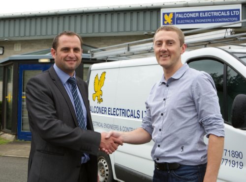 Cartrefi Cymunedol Gwynedd Asset Manager Daniel Parry with Falconer’s Company Manager, Jason Jones